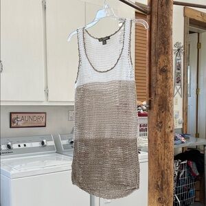 Tommy Bahama White and Brown Knit Swim Coverup